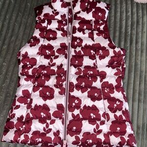 G/FORE Pink & Burgundy Floral Quilted Sleeveless Vest